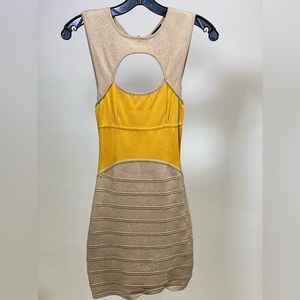 2bebe beautiful mini dress gold glitter,and yellow